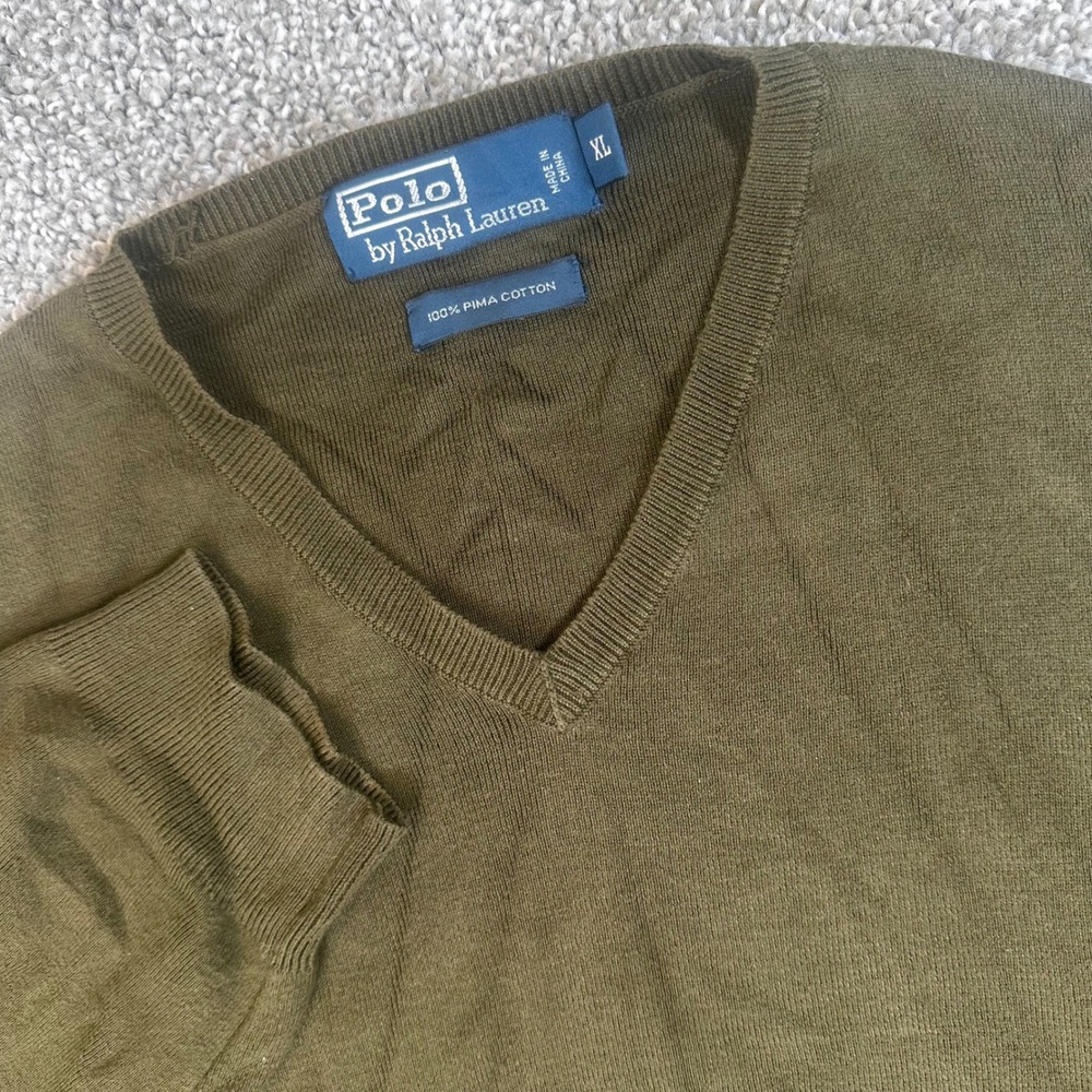 Polo Ralph Lauren Sweater Mens XL Pima Cotton V-Neck Pony Flesh Logo Office